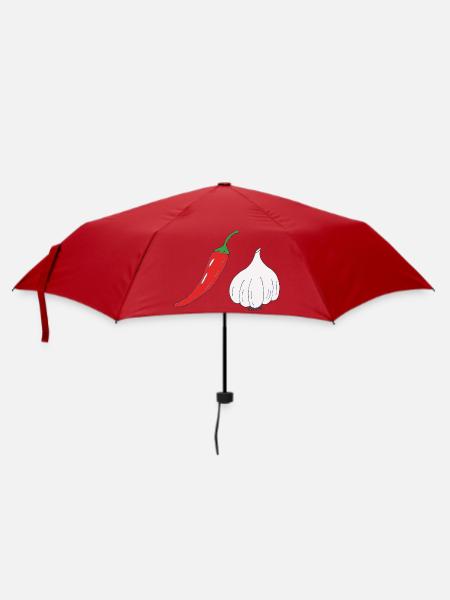 Chili und Knoblauch Duo - Regenschirm (klein) - Rot