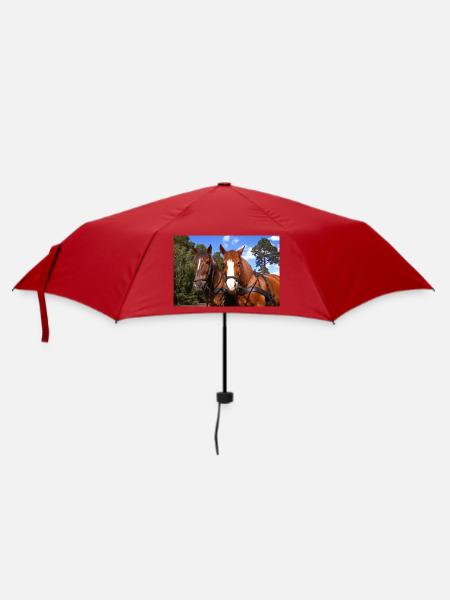 Pferde Gespann - Regenschirm (klein) - Rot
