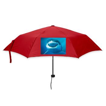 Lächelnder Hai unter Wasser - Regenschirm (klein) - Rot - Vorne