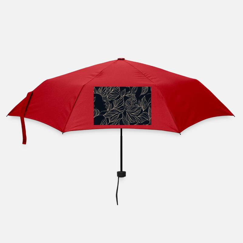 Goldenes Blatt Gesicht Silhouette - Regenschirm (klein) - Rot