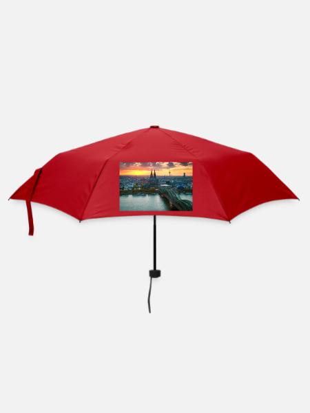 Kölner Dom im Abendlicht - Regenschirm (klein) - Rot