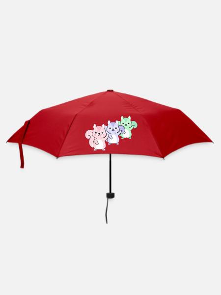 Kawaii Eichhörnchen Pastell - Regenschirm (klein) - Rot