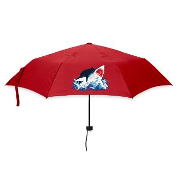 Cat Shark Ocean Humor - Umbrella (small) - red - Front