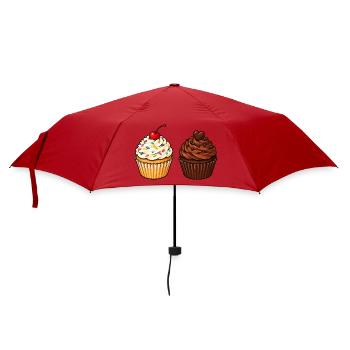 Cupcake Duo: Vanille & Schoko - Regenschirm (klein) - Rot - Vorne