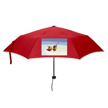 Bunte Birnen auf einer Strandlandschaft - Regenschirm (klein) - Rot - Vorne