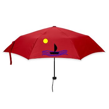 Mit dem Boot auf dem Meer - Regenschirm (klein) - Rot - Vorne