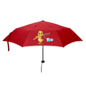 Ente Angler Fisch Angeln - Regenschirm (klein) - Rot - Vorne