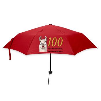 100 Geburtstag – Kurz erschrocken, dann gefeiert - Regenschirm (klein) - Rot - Vorne
