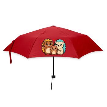 Funny hedgehog family - Umbrella (small) - red - Front