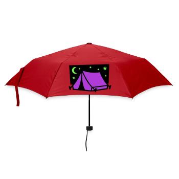 Camping Zelt Sterne Grafik - Regenschirm (klein) - Rot - Vorne