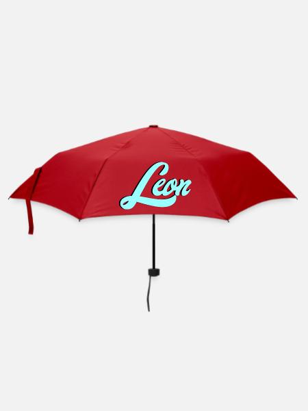 Leon Name Leuchtendes Leo Motiv für Tierliebhaber - Regenschirm (klein) - Rot