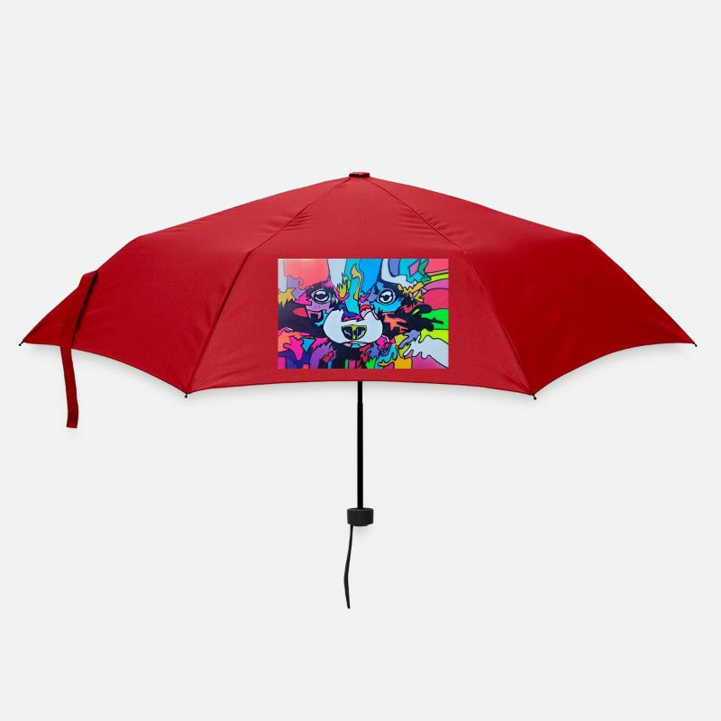Bunter Waschbär - Regenschirm (klein) - Rot