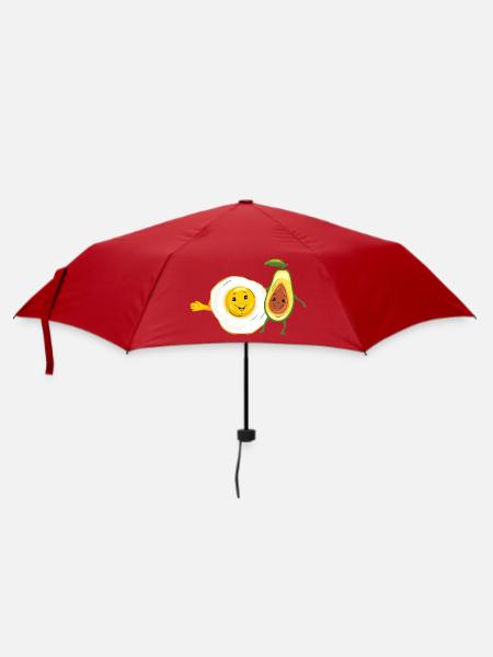Cartoon_smiling_fried_egg_and_avocado - Regenschirm (klein) - Rot