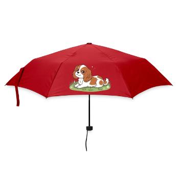Welpenreiter in der Sonne auf Gras - Regenschirm (klein) - Rot - Vorne