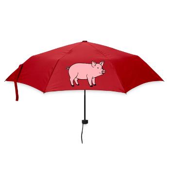 Schwein rosa Metzger Fleischer Geschenk - Regenschirm (klein) - Rot - Vorne