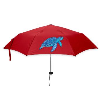 Meeresschildkröte blau - Regenschirm (klein) - Rot - Vorne