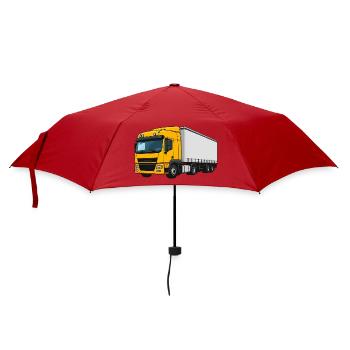 Gelber Lastwagen Illustration - Regenschirm (klein) - Rot - Vorne