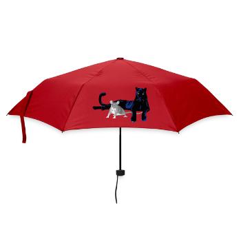 Panther Katze und Maus Duo  - Regenschirm (klein) - Rot - Vorne