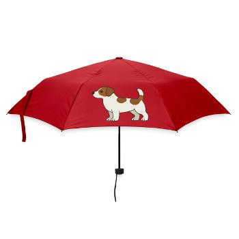 Beagle Cartoon Dog White Brown - Umbrella (small) - red - Front