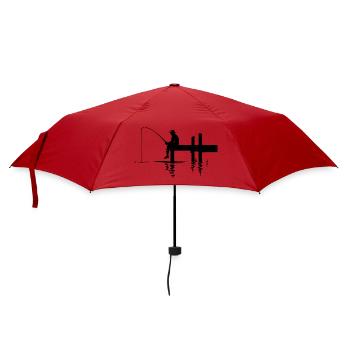 Fisherman Silhouette Nature Minimalist - Umbrella (small) - red - Front
