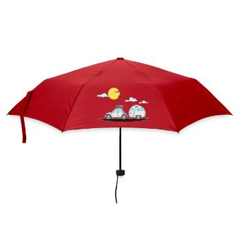 Wohnwagen Auto mit Anhänger - Regenschirm (klein) - Rot - Vorne