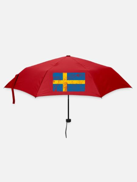 Schweden Flagge Fahne Grunge Retro Vintage - Regenschirm (klein) - Rot