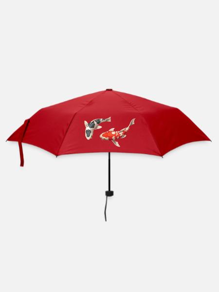 Japanisches Koi-Fischpaar - Regenschirm (klein) - Rot