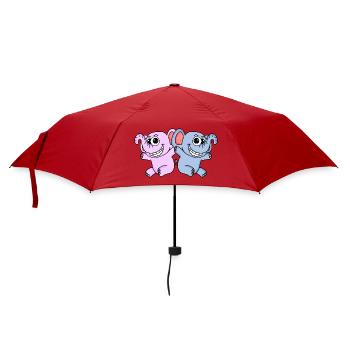 Mädchen Junge Zwillinge - Regenschirm (klein) - Rot - Vorne