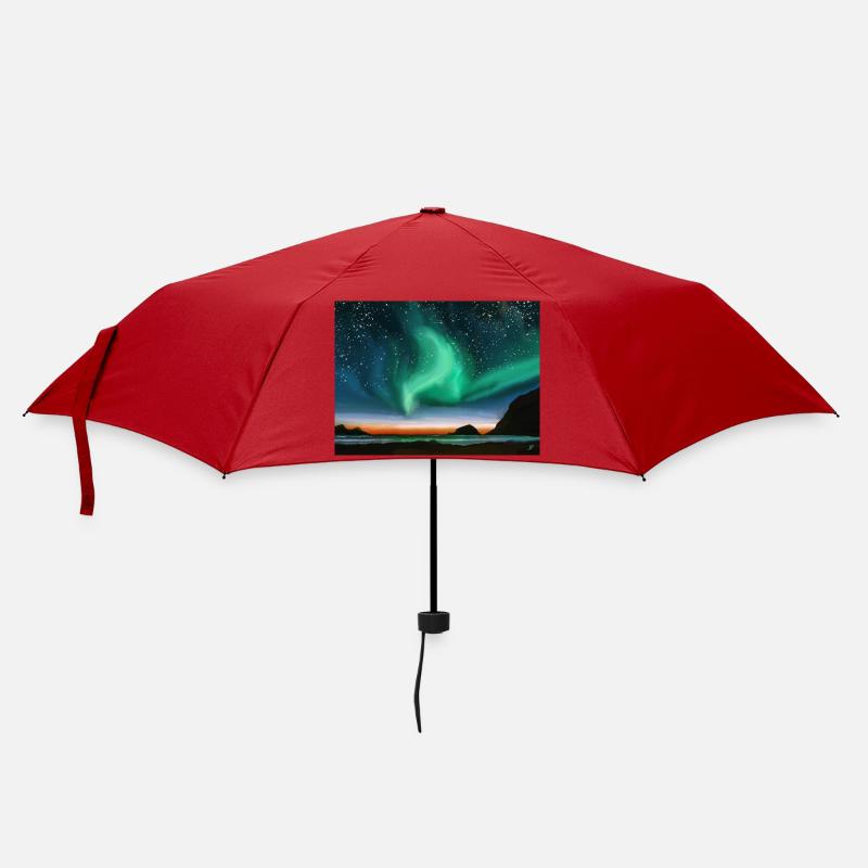 Nordlichter - Ölgemälde - Regenschirm (klein) - Rot