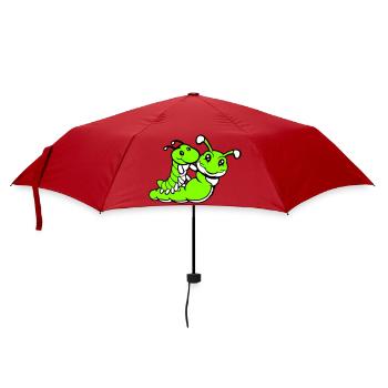 2 friends riding caterpillar father mother child dad mom - Umbrella (small) - red - Front