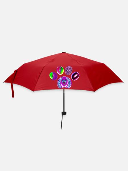 Neon Juwel Kreis Druck - Regenschirm (klein) - Rot