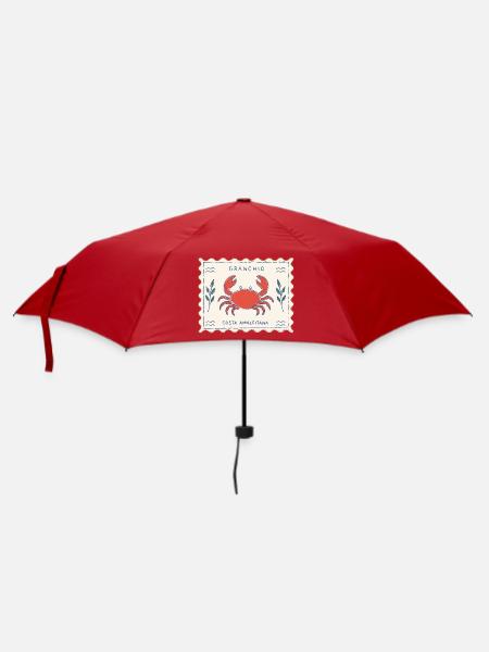 Amalfi Crab Stamp Art - Umbrella (small) - red