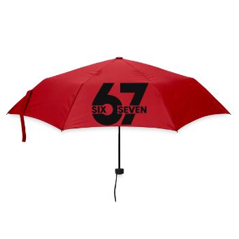 67 Six Seven – Minimal Streetwear Design - Regenschirm (klein) - Rot - Vorne