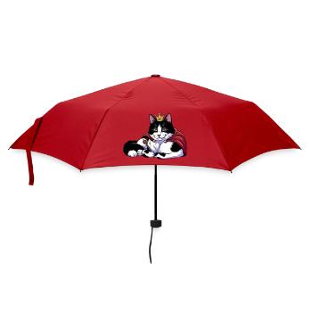 Königskatze mit Krone - Regenschirm (klein) - Rot - Vorne
