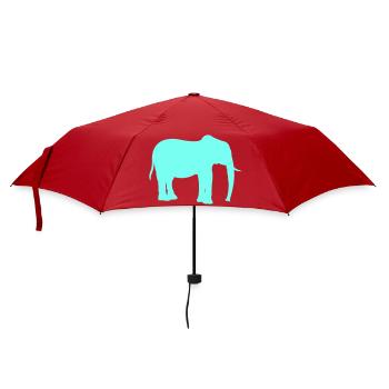 Elefant Silhouette Neon Cyan - Regenschirm (klein) - Rot - Vorne
