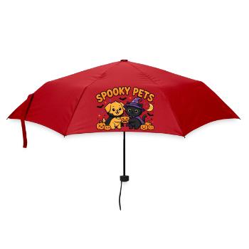 🎃 Gruselige Haustiere – Halloween-Katze und -Hund - Regenschirm (klein) - Rot - Vorne