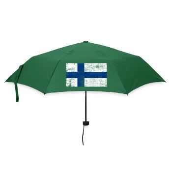 Finnland Flagge Fahne Grunge Retro Vintage - Regenschirm (klein) - Flaschengrün - Vorne