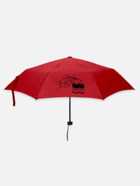 Hand mit Impfspritze und Gläsern - Regenschirm (klein) - Rot