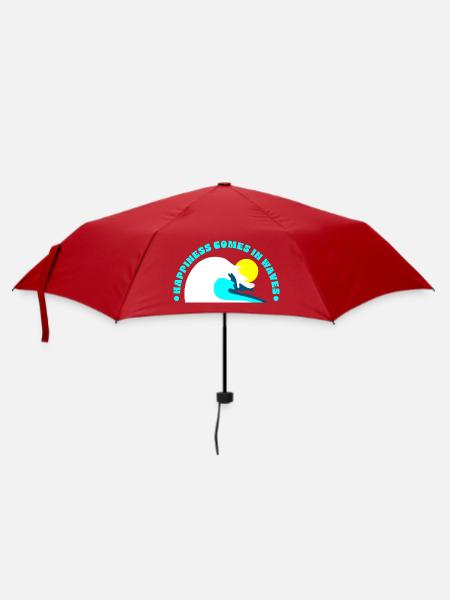 Lächeln Wellen und Sonnenstrahlen - Regenschirm (klein) - Rot