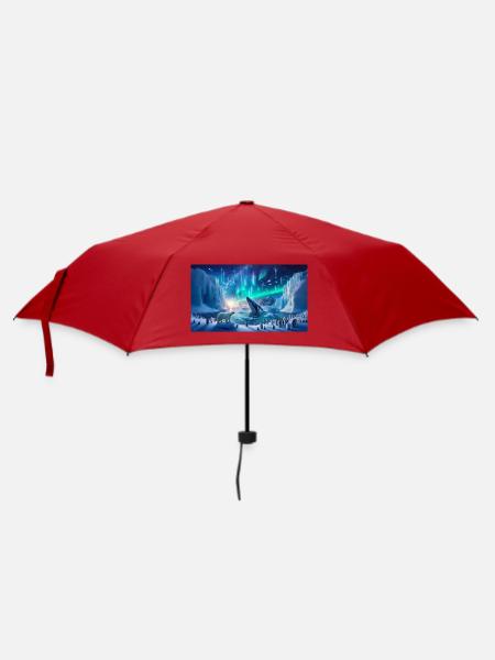 Polarpolarlichter und Wale - Regenschirm (klein) - Rot