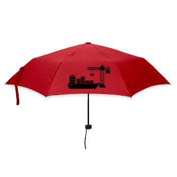 Seecontainerboot mit Kranentladung - Regenschirm (klein) - Rot - Vorne