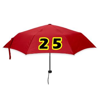 25 Zahl symbol - Regenschirm (klein) - Rot - Vorne
