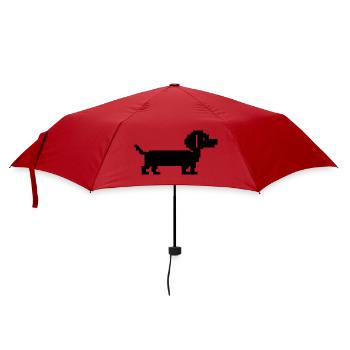 Dachshund Dachshund Retro Pixel Art - Umbrella (small) - red - Front