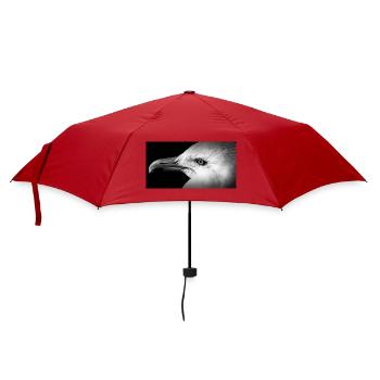 Schwarzweißes Möwenprofil - Regenschirm (klein) - Rot - Vorne