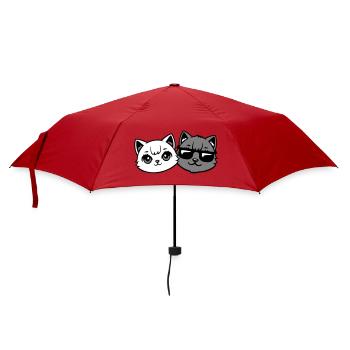 Süße Kätzchen Cooles Katerpaar Schwarz-Weiß Katzen - Regenschirm (klein) - Rot - Vorne