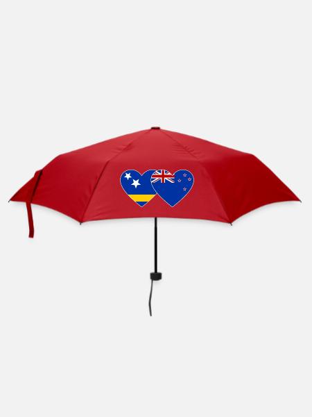 Curacao_Neuseeland_Flagge_Herz - Regenschirm (klein) - Rot