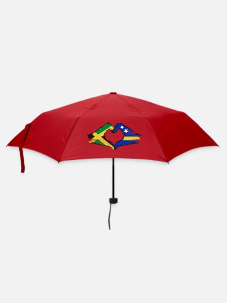 Jamaika Curacao Flagge Hände Herzform used - Regenschirm (klein) - Rot