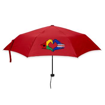 Cape Verde Guinea-Bissaus flag heart shape used - Umbrella (small) - red - Front