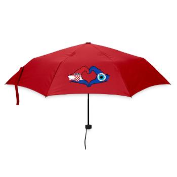 Kroatien Nazar Flagge Hände Herzform used - Regenschirm (klein) - Rot - Vorne