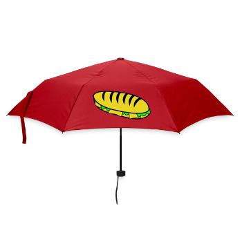 Baguette Hotdog Illustration - Regenschirm (klein) - Rot - Vorne